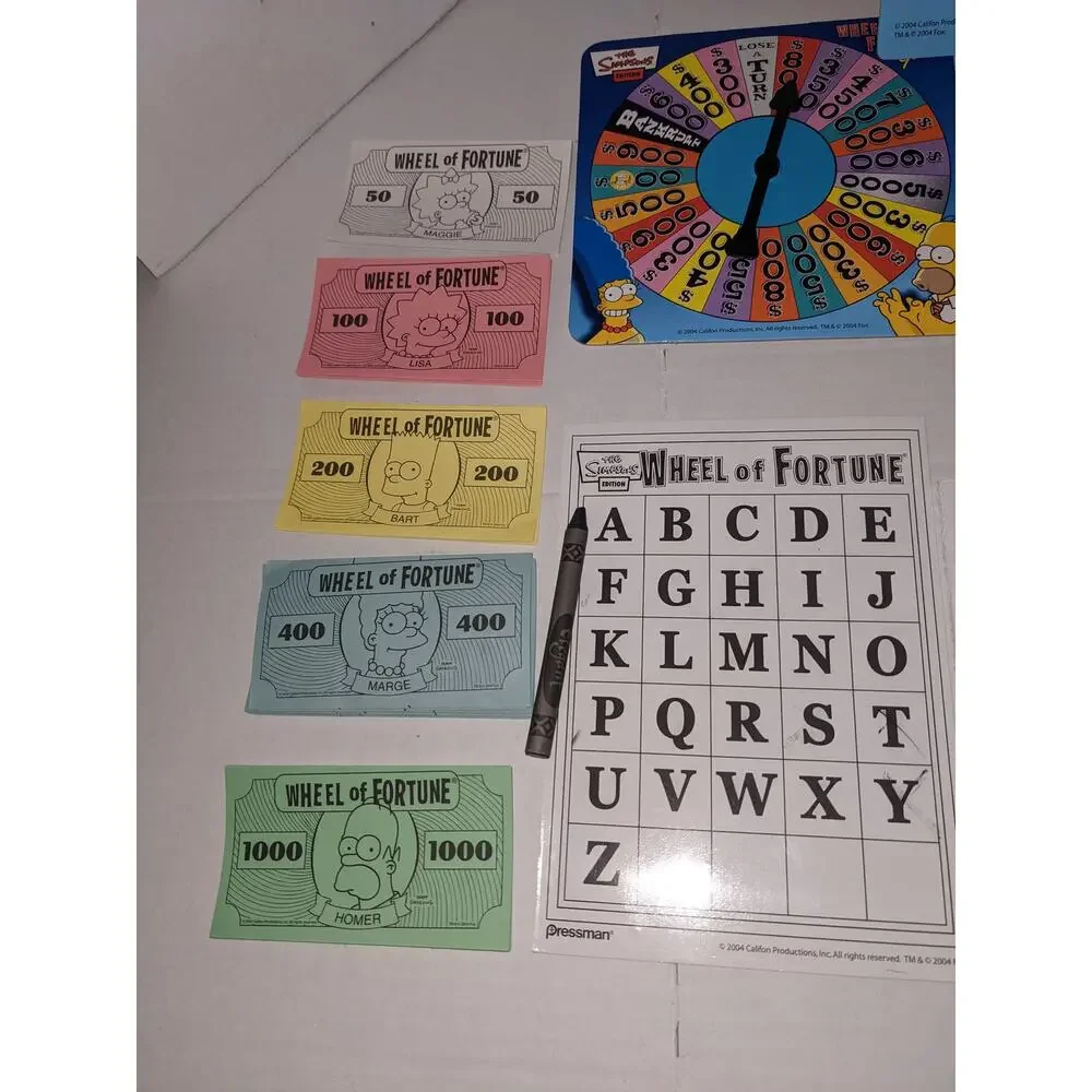 Vintage 2005 The Simpsons Wheel of Fortune Deluxe Board Game Collectors Tin